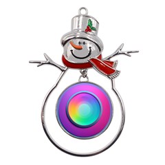 Circle Colorful Rainbow Spectrum Button Gradient Psychedelic Art Metal Snowman Ornament by Maspions