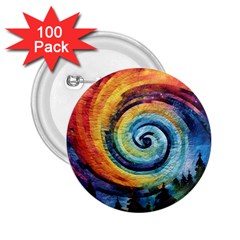 Cosmic Rainbow Quilt Artistic Swirl Spiral Forest Silhouette Fantasy 2.25  Buttons (100 pack) 