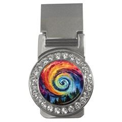 Cosmic Rainbow Quilt Artistic Swirl Spiral Forest Silhouette Fantasy Money Clips (CZ) 