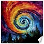 Cosmic Rainbow Quilt Artistic Swirl Spiral Forest Silhouette Fantasy Canvas 16  x 16  15.2 x15.41  Canvas - 1