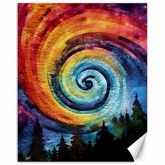 Cosmic Rainbow Quilt Artistic Swirl Spiral Forest Silhouette Fantasy Canvas 16  X 20  by Maspions