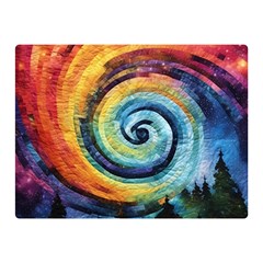 Cosmic Rainbow Quilt Artistic Swirl Spiral Forest Silhouette Fantasy Two Sides Premium Plush Fleece Blanket (mini)