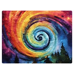 Cosmic Rainbow Quilt Artistic Swirl Spiral Forest Silhouette Fantasy Two Sides Premium Plush Fleece Blanket (baby Size) by Maspions
