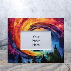 Cosmic Rainbow Quilt Artistic Swirl Spiral Forest Silhouette Fantasy White Tabletop Photo Frame 4 x6 