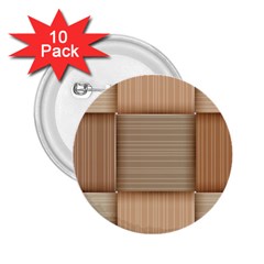 Wooden Wickerwork Texture Square Pattern 2 25  Buttons (10 Pack) 