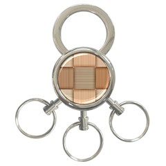 Wooden Wickerwork Texture Square Pattern 3-ring Key Chain by Maspions