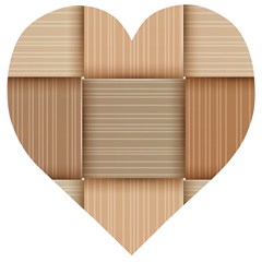Wooden Wickerwork Texture Square Pattern Wooden Puzzle Heart by Maspions