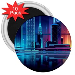 Digital Art Artwork Illustration Vector Buiding City 3  Magnets (10 pack) 