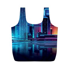 Digital Art Artwork Illustration Vector Buiding City Full Print Recycle Bag (M)