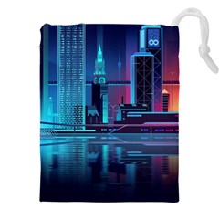 Digital Art Artwork Illustration Vector Buiding City Drawstring Pouch (5XL)