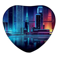 Digital Art Artwork Illustration Vector Buiding City Heart Glass Fridge Magnet (4 pack)