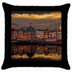 Old Port Of Maasslui Netherlands Throw Pillow Case (black)