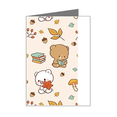 Bear Cartoon Background Pattern Seamless Animal Mini Greeting Card by Maspions