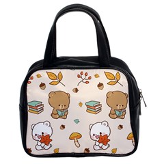 Bear Cartoon Background Pattern Seamless Animal Classic Handbag (two Sides)