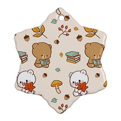 Bear Cartoon Background Pattern Seamless Animal Snowflake Ornament (two Sides)