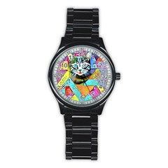 Kitten Cat Pet Animal Adorable Fluffy Cute Kitty Stainless Steel Round Watch