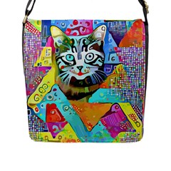 Kitten Cat Pet Animal Adorable Fluffy Cute Kitty Flap Closure Messenger Bag (l) by Maspions