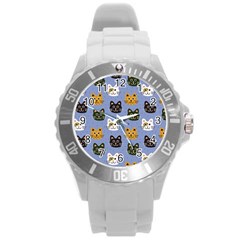 Cat Cat Background Animals Little Cat Pets Kittens Round Plastic Sport Watch (l)