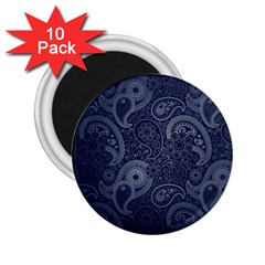 Blue Paisley Texture, Blue Paisley Ornament 2 25  Magnets (10 Pack) 