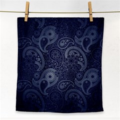 Blue Paisley Texture, Blue Paisley Ornament Face Towel