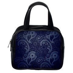 Blue Paisley Texture, Blue Paisley Ornament Classic Handbag (one Side) by nateshop