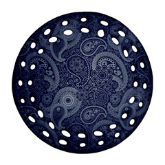 Blue Paisley Texture, Blue Paisley Ornament Round Filigree Ornament (two Sides) by nateshop