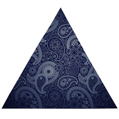 Blue Paisley Texture, Blue Paisley Ornament Wooden Puzzle Triangle