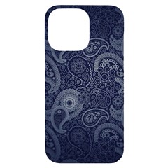 Blue Paisley Texture, Blue Paisley Ornament Iphone 14 Pro Max Black Uv Print Case by nateshop