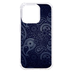 Blue Paisley Texture, Blue Paisley Ornament Iphone 14 Pro Tpu Uv Print Case by nateshop