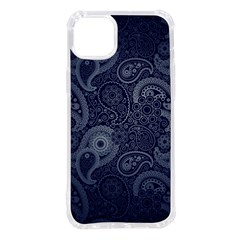 Blue Paisley Texture, Blue Paisley Ornament Iphone 14 Plus Tpu Uv Print Case by nateshop