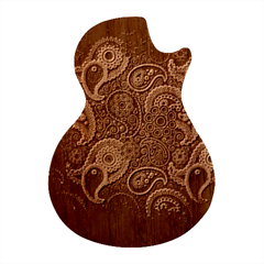 Blue Paisley Texture, Blue Paisley Ornament Guitar Shape Wood Guitar Pick Holder Case And Picks Set by nateshop