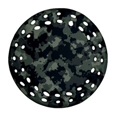 Camouflage, Pattern, Abstract, Background, Texture, Army Round Filigree Ornament (two Sides)