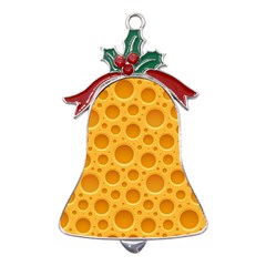 Cheese Texture Food Textures Metal Holly Leaf Bell Ornament by nateshop