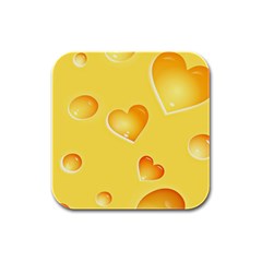 Cheese Texture, Macro, Food Textures, Slices Of Cheese Rubber Square Coaster (4 Pack) by nateshop