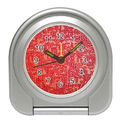 Chinese Hieroglyphs Patterns, Chinese Ornaments, Red Chinese Travel Alarm Clock