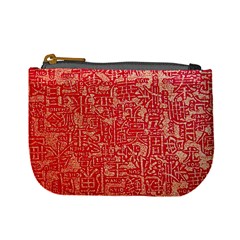 Chinese Hieroglyphs Patterns, Chinese Ornaments, Red Chinese Mini Coin Purse by nateshop