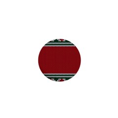 Christmas Pattern, Fabric Texture, Knitted Red Background 1  Mini Magnets