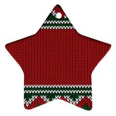 Christmas Pattern, Fabric Texture, Knitted Red Background Ornament (star) by nateshop