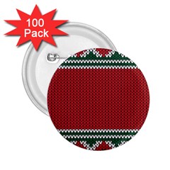 Christmas Pattern, Fabric Texture, Knitted Red Background 2 25  Buttons (100 Pack) 