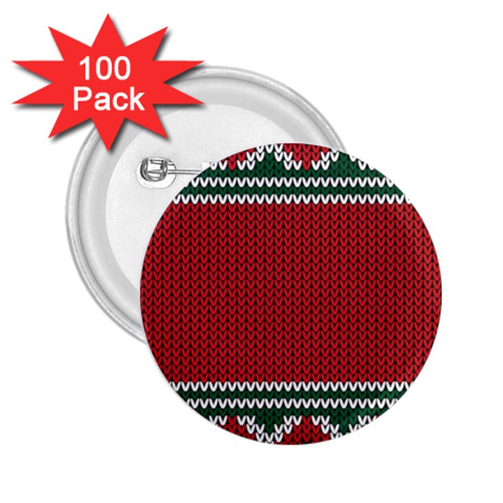 Christmas Pattern, Fabric Texture, Knitted Red Background 2.25  Buttons (100 pack) 