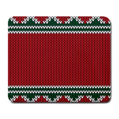 Christmas Pattern, Fabric Texture, Knitted Red Background Large Mousepad by nateshop