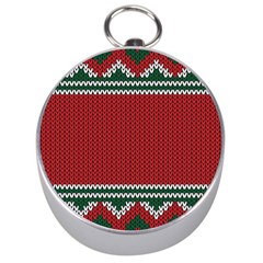 Christmas Pattern, Fabric Texture, Knitted Red Background Silver Compasses by nateshop