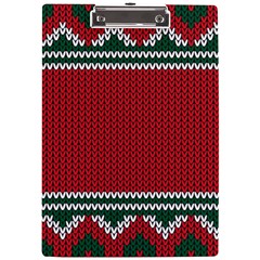 Christmas Pattern, Fabric Texture, Knitted Red Background A4 Acrylic Clipboard