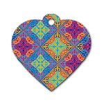 Colorful Floral Ornament, Floral Patterns Dog Tag Heart (Two Sides) Back