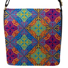 Colorful Floral Ornament, Floral Patterns Flap Closure Messenger Bag (s) by nateshop