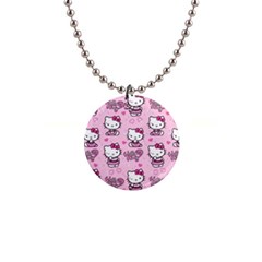 Cute Hello Kitty Collage, Cute Hello Kitty 1  Button Necklace by nateshop