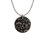 Decorative Ornament Texture, Retro Floral Texture, Vintage Texture, Gray 1  Button Necklace Front