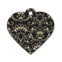 Decorative Ornament Texture, Retro Floral Texture, Vintage Texture, Gray Dog Tag Heart (one Side)