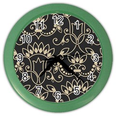 Decorative Ornament Texture, Retro Floral Texture, Vintage Texture, Gray Color Wall Clock by nateshop