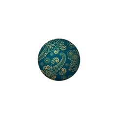 European Pattern, Blue, Desenho, Retro, Style 1  Mini Buttons